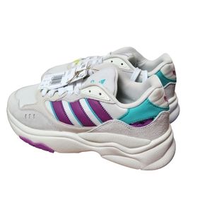 Adidas retropy f90 sneakers in off white and purple